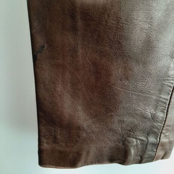 TARA JARMON Paris Soft Genuine Leather High Waist Pants Brown Sz S - Picture 5 of 16